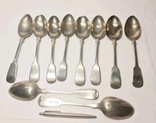 Set of 10 Antique Silver Plated John Round & Son Sheffield Large Spoons ~ 8.9" 