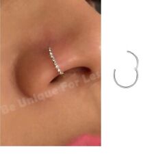 Thin Crystal Nose Ring Clicker Hoop 6mm 8mm Gold & Silver Helix Tragus