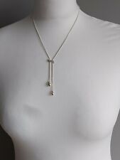 La Redoute Silver Tone & Diamante Lariat Necklace 30cm