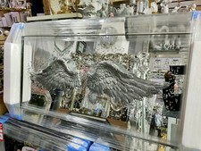 3D Angel wings mirrored picture with glitter art detail, Angel wall mirror 116cm