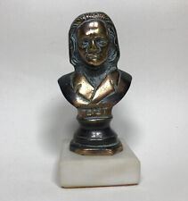 Vintage Metal Mozart Bust On Alabaster Stand Figurine Ornament