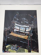 Franklin A. White “Franklin Stove” Original 1975 Pastel on Velour – Signed Art