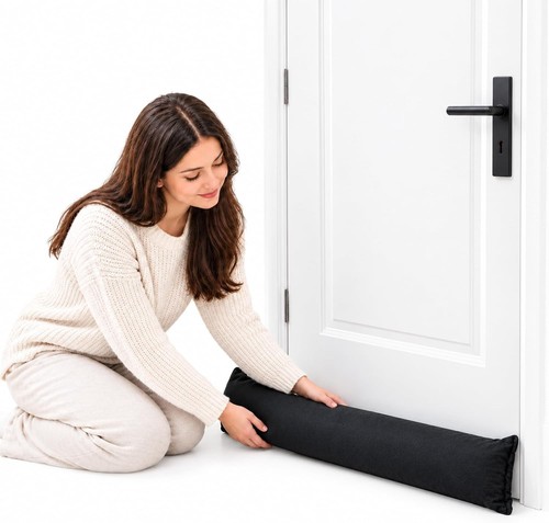 Black draught excluder door - black,