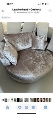 Round Chair Light Grey/beige  Velour Love Seat