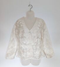 Dash Bolero Blazer Size 12 Ladies Cream Floral Embroidered Mesh Button Wedding