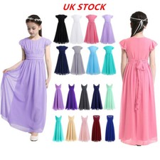 UK Girls Flower Dress Chiffon Princess Pageant Wedding Bridesmaid Birthday Party