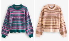 Ex Next Fairisle Jumper Teal or Neutral size XS/S/M/L/XL