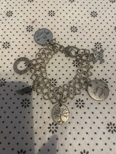 Double Chain Braclet Fashion Jewelry Charms 6 PCS Silver Color Heart Clasp