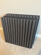 6 x Smoked Oak Acoustic Wood Veneer MDF Slat Panels 52 x 52 cm Walls Décor