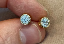 1.0 Carat Lab Created Diamond Solitaire Bezel Stud Earrings 14k Gold Plated 925