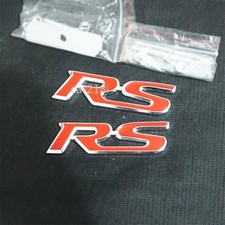 2x Red Chrome Silver RS Metal Front Grille Emblem Badge Sports Coupe Motor Turbo