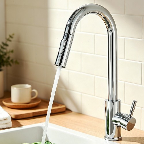 Chrome kitchen sink - chrome, taps