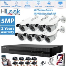 HIKVISION 5MP CCTV SYSTEM 4CH 8CH DVR HD DOME CAMERA WHITE GREY HOME OUTDOOR KIT