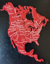 Vintage Red Stencil Map of the North American Continent