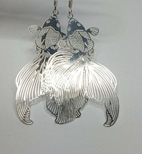 Stunning Fish Fantail koi carp earrings S925 ear hooks love luck silver