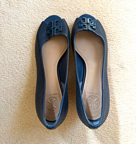 Tory burch navy leather - leather, wedge