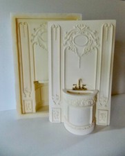 Dolls House Ornate Cream Bathroom Sink Panel  Silicone Mould 1 / 12 Th Scale