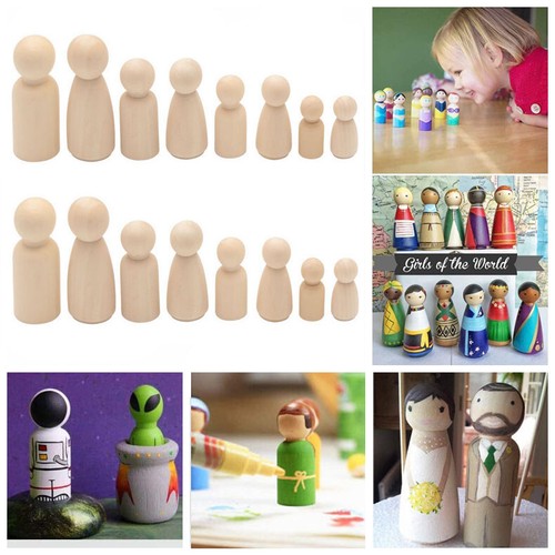 10x wooden doll peg people - wooden,