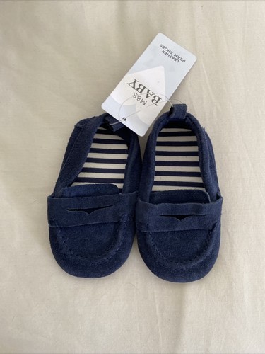 Blue leather pram shoes - m&s,