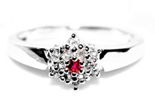 Sunset Sapphire & White Topaz 9ct White Gold Small Cluster Ring Size N