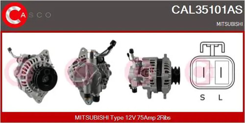 Alternator with double pulley