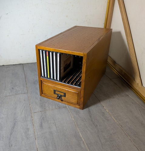 Vintage oak wood storage - wood, cd