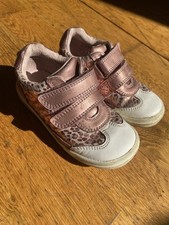 Startrite Size 6.5F Pink Leopard Print Shoes Metallic Infant Toddler Sneakers