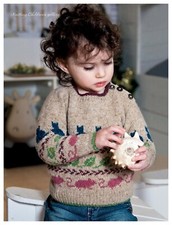 KNITTING PATTERN copy kids cat & mouse fair isle sweater 6-9mnth -3-4yrs #38