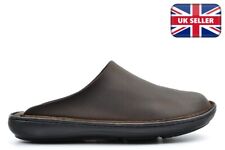 Roamers Mens Leather Slippers Leather Clogs Outdoor Slippers Stitchdown Brown