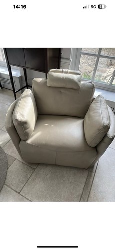 Cream leather reclining - cream,