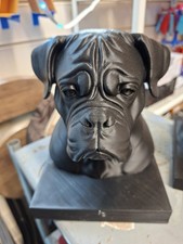  Boxer Dog Bust Detailed Black Sculpture Ornament 3D Printed Gift for Dog Lovers