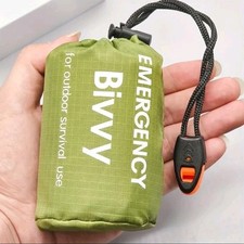 Emergency Survival Sleeping Bag Mylar Thermal Bivvy Sack Camping Gear Whistle UK