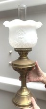 Oil Lamp. Antique.  Victorian. BRASS. No Damage .With Chimney & Shade. No Dents