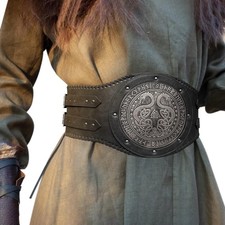 HiiFeuer Viking Embossed Double Dragon Waist Armor, Belt LARP Halloween Cosplay