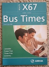 Arriva Bus Timetable X67 Leicester & Coventry June 2004