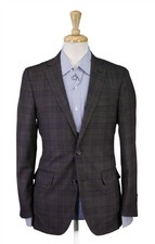 Southwick Brown Blue Plaid 130s Wool Sportcoat Blazer Current 36R