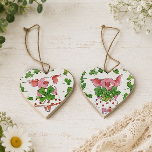 Wooden hanging heart - wooden, ornament