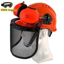 Chainsaw Safety Helmet Safety Steel Mesh Visor Protective Ear Muff Forest UK