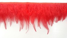 1m ROOSTER HACKLE HEN FEATHER FRINGE TRIM FASCINATOR MATERIAL - BLACK, RED, GOLD