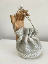 Vintage 1950s White Silver Plastic Fabric Dolly Bag  Wedding Goodwood