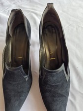 VINTAGE *GINA* BLUE SUEDE & LEATHER HEELS UK 6.5 WITH BOX