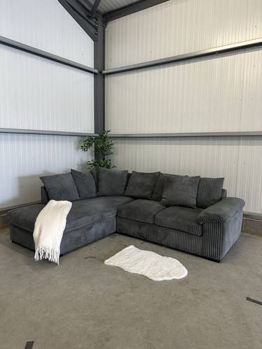 Grey cord shape corner sofa - grey,