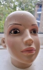 Female Bald Mannequin Head with Shoulder PVC Cosmetology Face Doll Head