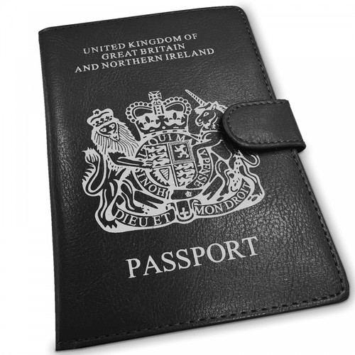 Passport holder black with - in,