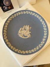 Vintage Wedgewood Blue jasper Christmas Plate 1992 With Original Box