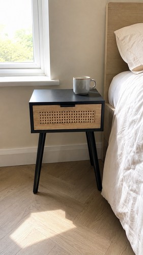 Set wood rattan bedside - x,