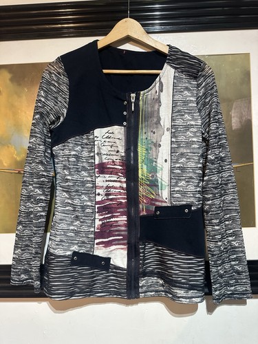 Red patchwork cardigan - patchwork,