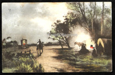 Early Artist Postcard: Gypsy Camp. Elmer Keene. Posted 1910