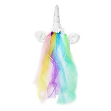 Unicorn Horn with Multicolour Rainbow Veil Fancy Dress Halloween Headband