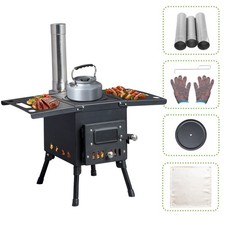 Portable Wood Burning Cooking Stove Camping Bell Tent Heating Stove With Pipe UK
